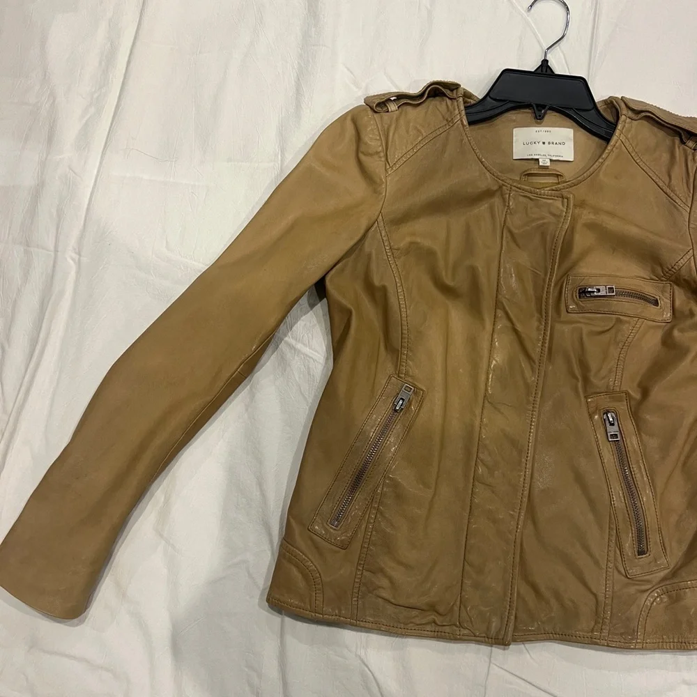 Lucky Brand Women's Tan Leather Jacket - Picture 4 of 7